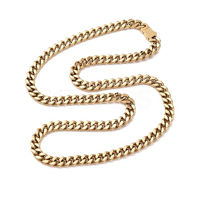 7MM 304 Stainless Steel Cuban Link Chain Necklaces for Unisex NJEW-K295-01A-G-1