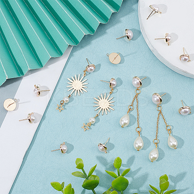16Pcs 2 Size Brass Stud Earring Findings KK-AR0002-64-1