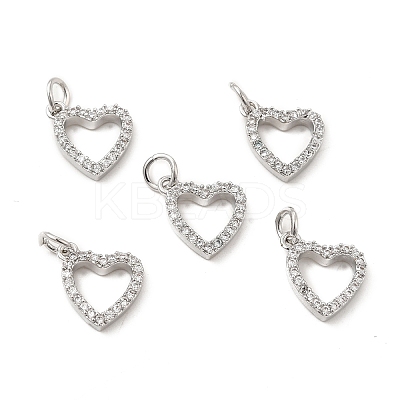 Brass Micro Pave Clear Cubic Zirconia Charms KK-E068-VB173-1