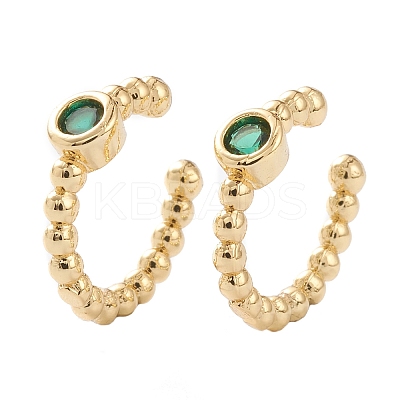 Brass Micro Pave Cubic Zirconia Cuff Earrings LS-EJEW-H109-01F-G-1