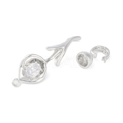 Brass Pave Clear Cubic Zirconia Fold Over Clasps LS-KK-F875-11P-1