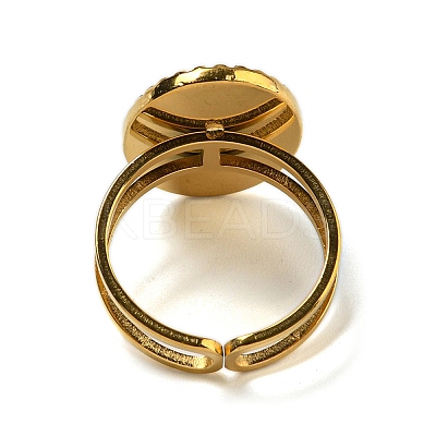 Ion Plating(IP) Oval with Teardrop 304 Stainless Steel Open Cuff Rings STAS-Z060-14G-1