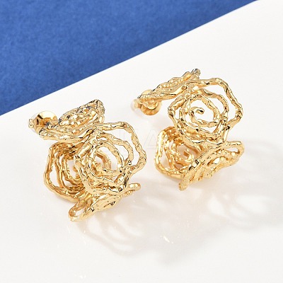 304 Stainless Steel Hollow Flower Stud Earrings EJEW-A138-06G-1
