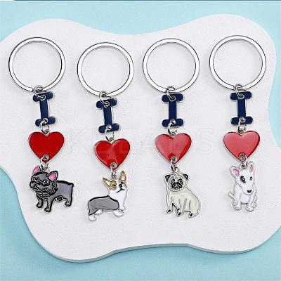 WEWAYSMILE 2 pcs Dog Keychain Car Keychain Pet Pendant Key-Ring Lovely Dog Key-ring Portable Metal Keychain Gift for Pet Lover Birthday Puppy Theme Party Supplies (Black Bulldog) JX793A-1