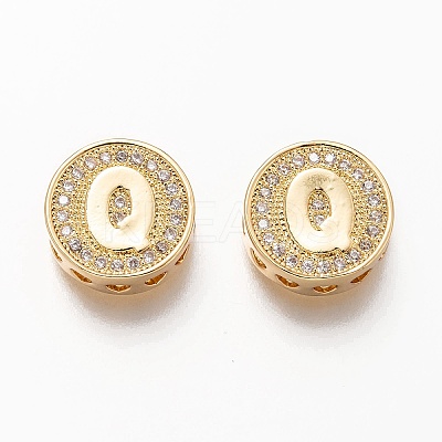 Golden Plated Brass Micro Pave Cubic Zirconia Multi-Strand Links KK-P191-01Q-G-1