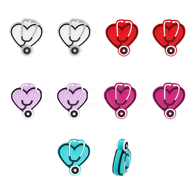 10Pcs 5 Colors Silicone Beads SIL-CA0001-93-1