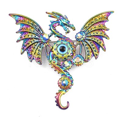 Dragon with Evil Eye Alloy Rhinestone with Plastic Lapel Pins for Backpack Clothes LS-JEWB-G043-02C-1