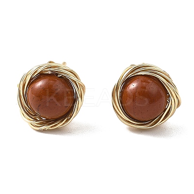 Natural Mixed Gemstone Stud Earrings EJEW-JE06696-1