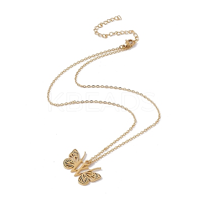 Initial Letter with Butterfly Pendant Necklace LS-NJEW-C026-01G-W-1