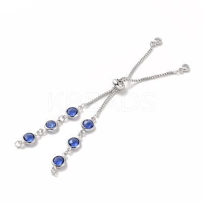 Real Platinum Plated Half Finished Brass Rhinestone Box Chains Bracelet MAK-M026-01P-1