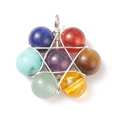 Natural & Synthetic Mixed Stone Pendants PALLOY-TA00003-01-1