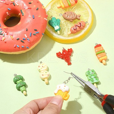 24Pcs 12 Styles Opaque Resin Imitation Food Pendants CRES-CJ0001-61-1