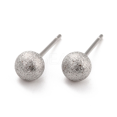 Tarnish Resistant 201 Stainless Steel Textured Ball Stud Earrings STAS-Z039-01D-P-1