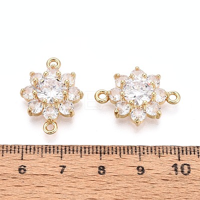 Brass Pave Clear Cubic Zirconia Connector Charms KK-N284-14G-1
