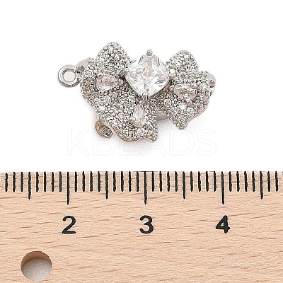 Brass Micro Pave Clear Cubic Zirconia Box Clasps KK-C075-17P-1
