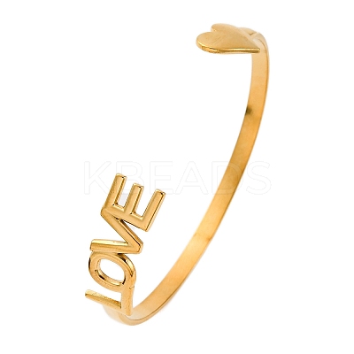 304 Stainless Steel Cuff Bangles for Women BJEW-F491-01G-03-1