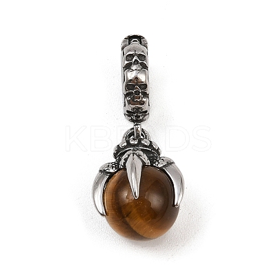 Dragon Claw 316 Surgical Stainless Steel & Round Natural Tiger Eye Pendant Decoration STAS-Z165-07AS-01-1