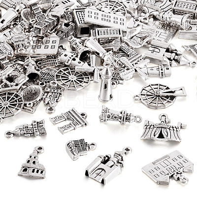 100Pcs 20 Styles Tibetan Style Zinc Alloy Pendants FIND-TA0003-90-1