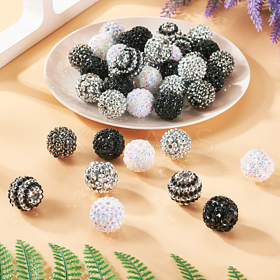 40Pcs 8 Styles Resin Rhinestone Beads RESI-CW0001-23-1