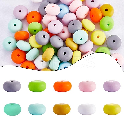 20Pcs 10 Colors Rondelle Silicone Beads JX323A-01-1