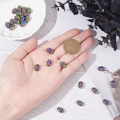 30Pcs Rack Plating Rainbow Color Alloy Beads PALLOY-NB0003-88-1