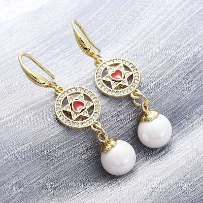 Brass Micro Pave Clear Cubic Zirconia Dangle Earrings EJEW-F362-03G-1
