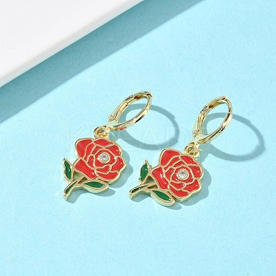 Valentine's Day Brass Enamel Hoop Earrings for Women EJEW-G464-01G-01-1