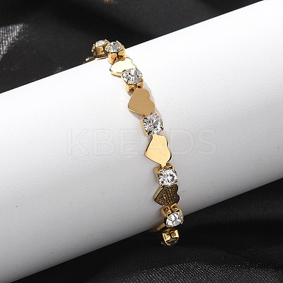 304 Stainless Steel Rhinestone Cup Chain Bracelets for Women BJEW-F488-26F-G-1