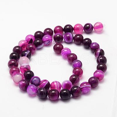 Natural Striped Agate/Banded Agate Bead Strands G-K155-A-4mm-02-1