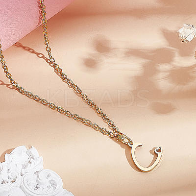 1pc 304 Stainless Steel Letter Pendant Necklaces NJEW-LP0001-39C-G-1