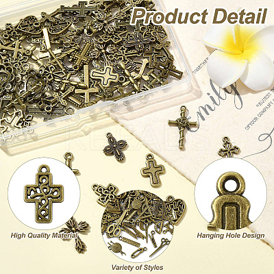100 Pcs 20 Styles Tibetan Style Alloy Pendants FIND-CJ0003-90-1