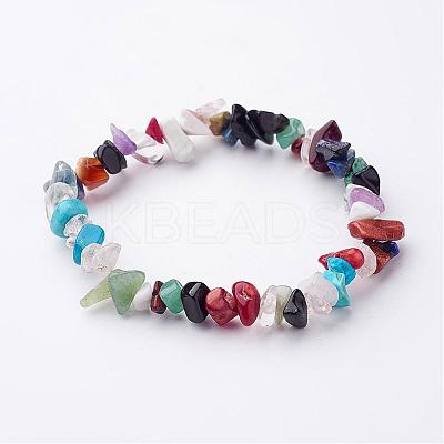 Natural & Synthetic Mixed Gemstone Beaded Stretch Bracelets BJEW-JB02345-1
