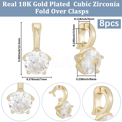 8Pcs Brass Micro Pave Cubic Zirconia Charms KK-BBC0021-32-1