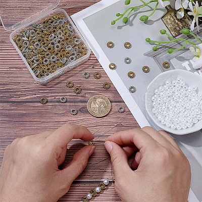 200Pcs 2 Styles Alloy Spacer Beads FIND-AR0005-45-1