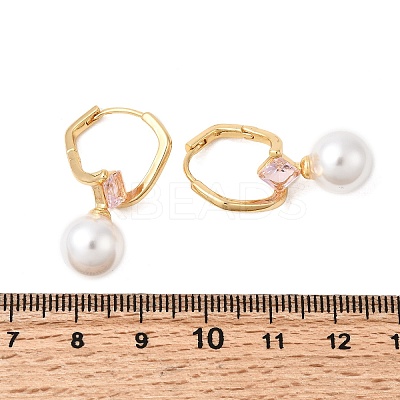 Brass Glass Round Hoop Earrings EJEW-P331-01G-1