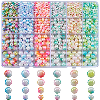 1890Pcs Two Tone ABS Plastic Imitation Pearl Beads Sets DIY-WH20010-19B-1