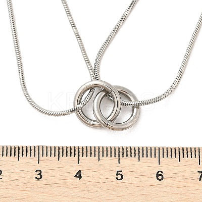 304 Stainless Steel Double Layer Snake Chain 2-Ring Link Necklaces LS-NJEW-R017-01P-1