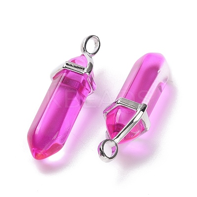 Faceted Bullet Glass Pointed Pendants KK-E282-P-1