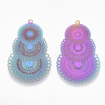 Ion Plating(IP) 304 Stainless Steel Filigree Pendants STAS-R102-10-1