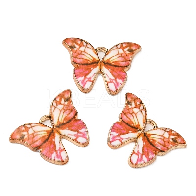 Light Gold Tone Alloy Enamel Pendants ENAM-M059-05KCG-1