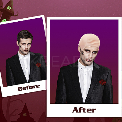 Latex Monk Cosplay Headgear Prop Adult Bald Cap for Halloween Party AJEW-WH0609-389-1