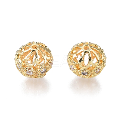 Brass Pave Clear Cubic Zirconia Beads KK-N231-332-1