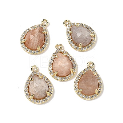 Natural Mixed Stone Faceted Teardrop Pendants G-U028-02G-1
