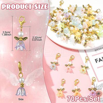 70Pcs 7 Style Acrylic & Alloy Pendant Decorations HJEW-FS00066-1