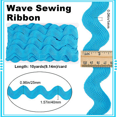 10 Yard Polyester Wavy Fringe Trim Ribbon SRIB-GF0001-38C-1