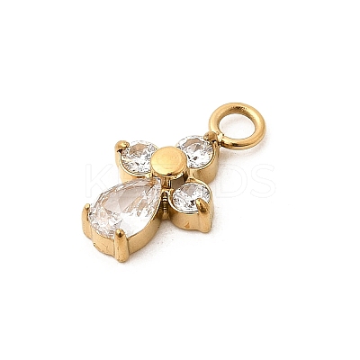 304 Stainless Steel Micro Pave Cubic Zirconia Pendants STAS-P431-40A-G-1