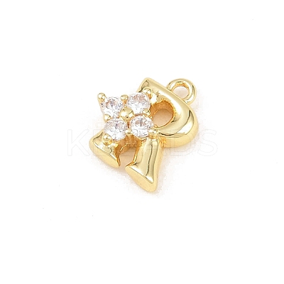 Brass Micro Pave Clear Cubic Zirconia Charms KK-Z151-18G-R-1