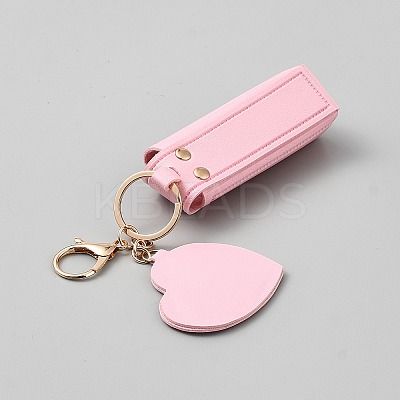 PU Leather Lipstick Holder Heart Keychains KEYC-WH20012-04KCG-02-1