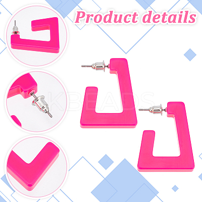 4 Pairs 4 Colors Acrylic Trapezoid Stud Earrings with 304 Stainless Steel Pins EJEW-PH0001-14-1