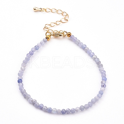 Faceted Natural Tanzanite Beaded Bracelets for Women BJEW-JB05928-01-1
